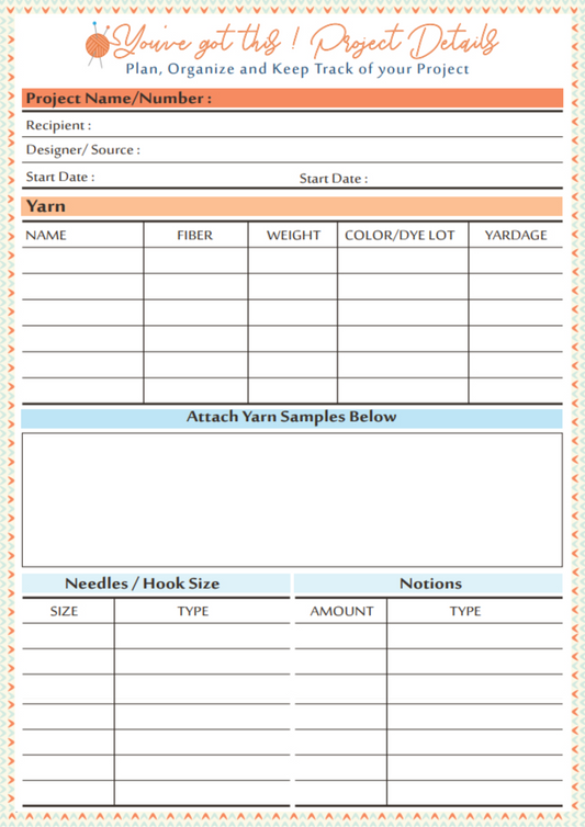 Knitting & Crochet Planner (A4 Printable) – The Perfect Project Organizer for Yarn Lovers