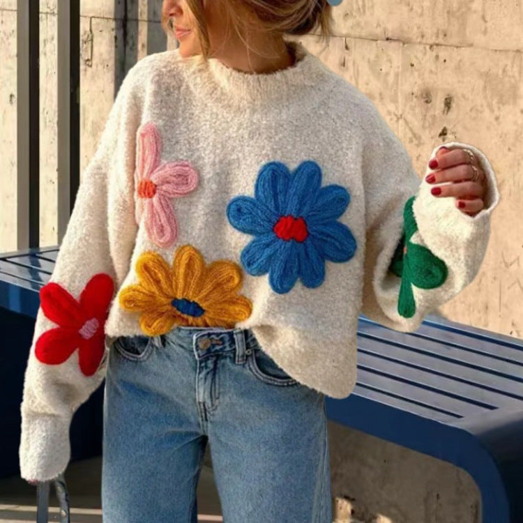 Fiora — Statement Flower Knit Sweater