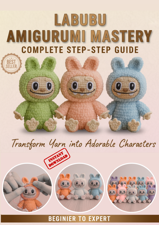 Labubu Amigurumi Crochet Pattern PDF - Complete Step-by-Step Guide with Photos - Instant Download Digital Pattern