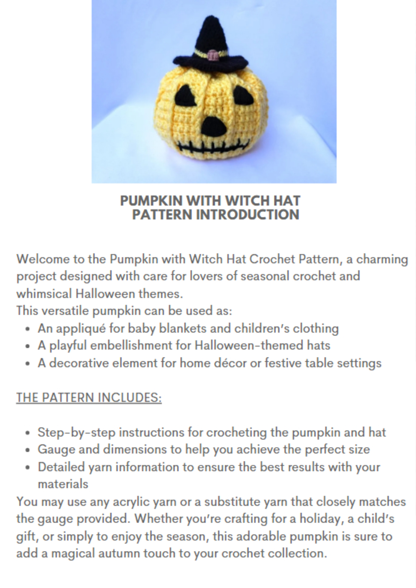 Witch Hat Pumpkin Crochet Pattern – Easy & Adorable Fall Decor PDF